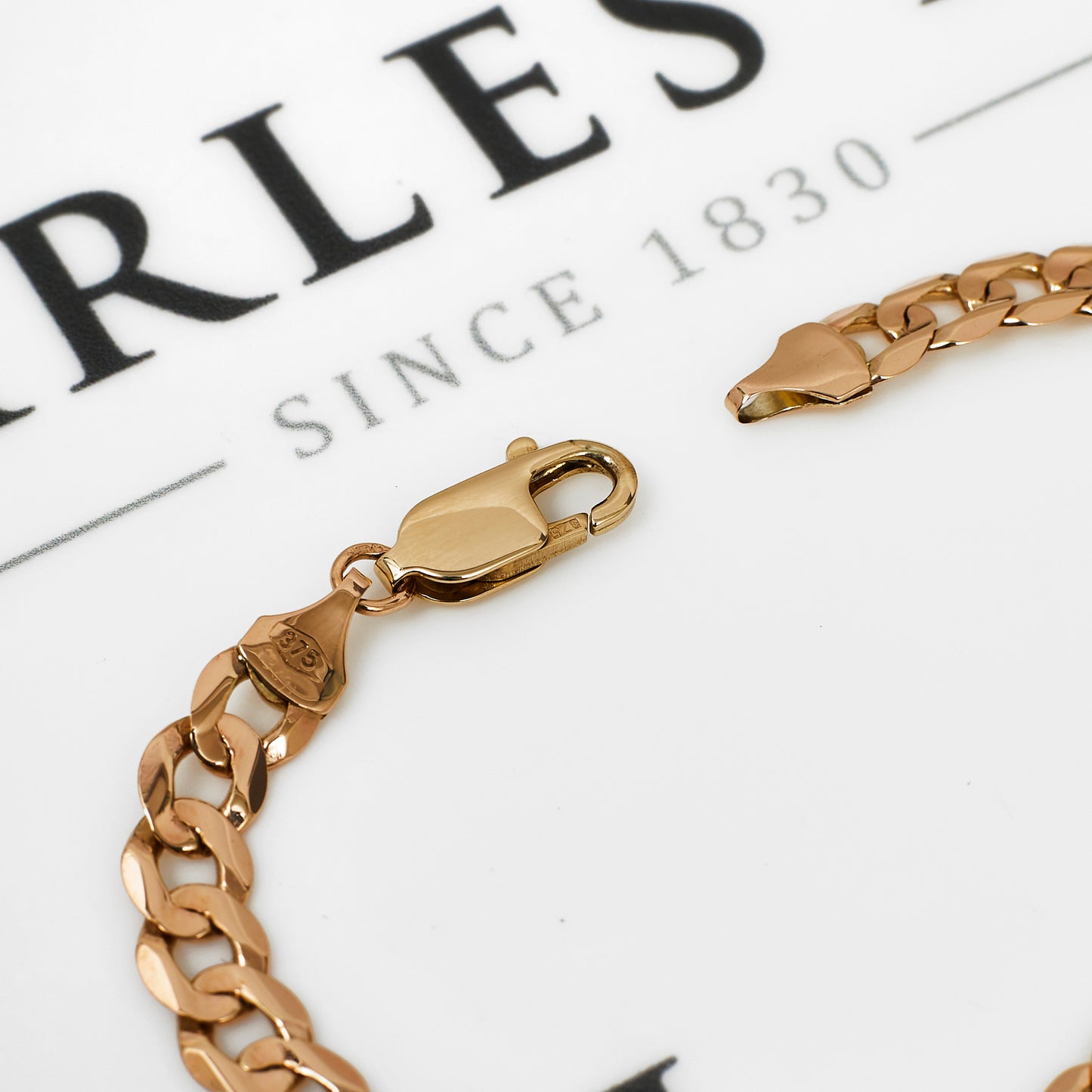 Pre-Owned 9ct Gold 7mm Curb Chain Bracelet 8 inches