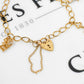 Pre-Owned 9ct Gold Charm Bracelet & Heart Padlock