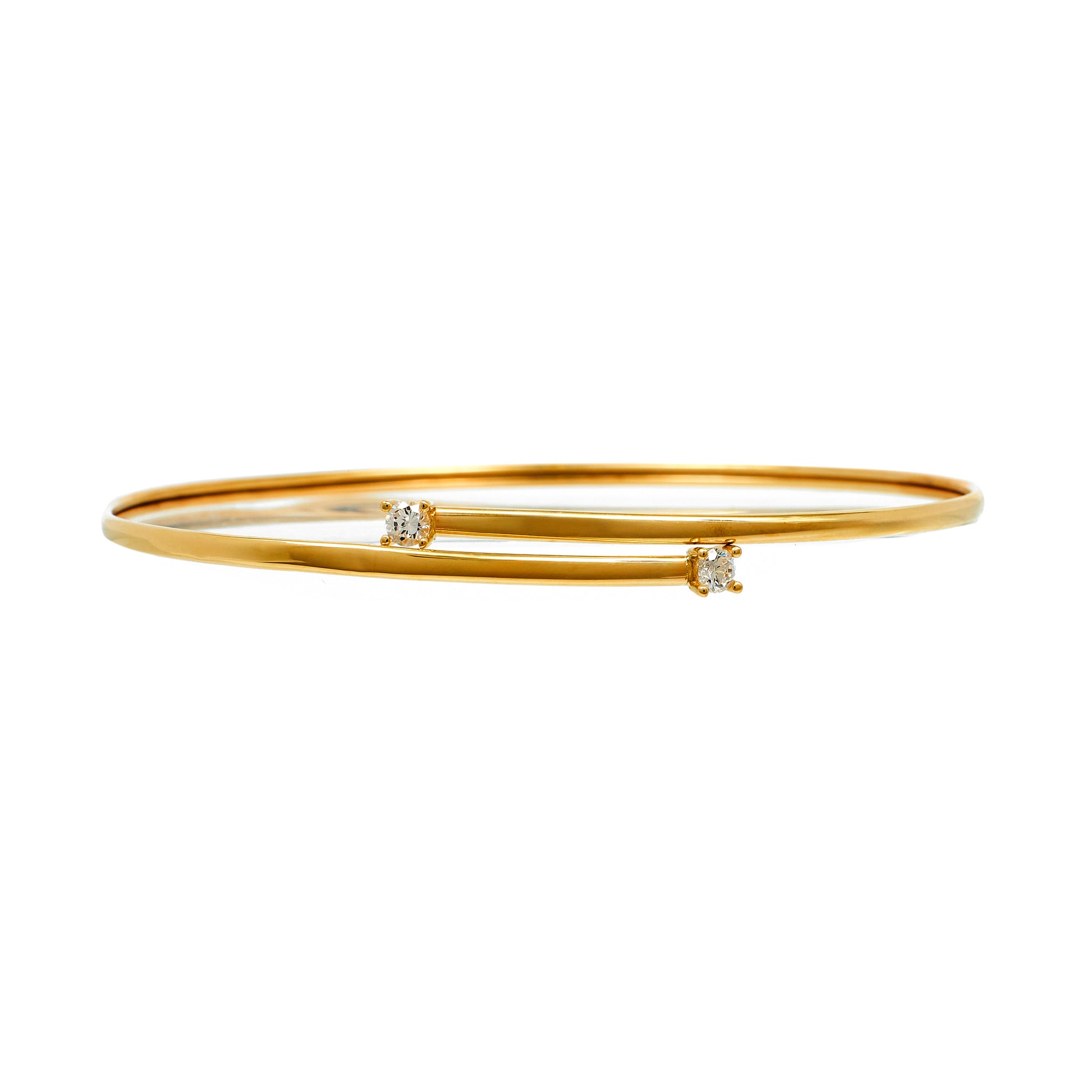 Pre-Owned 9ct Gold CZ Crossover Bangle Bracelet