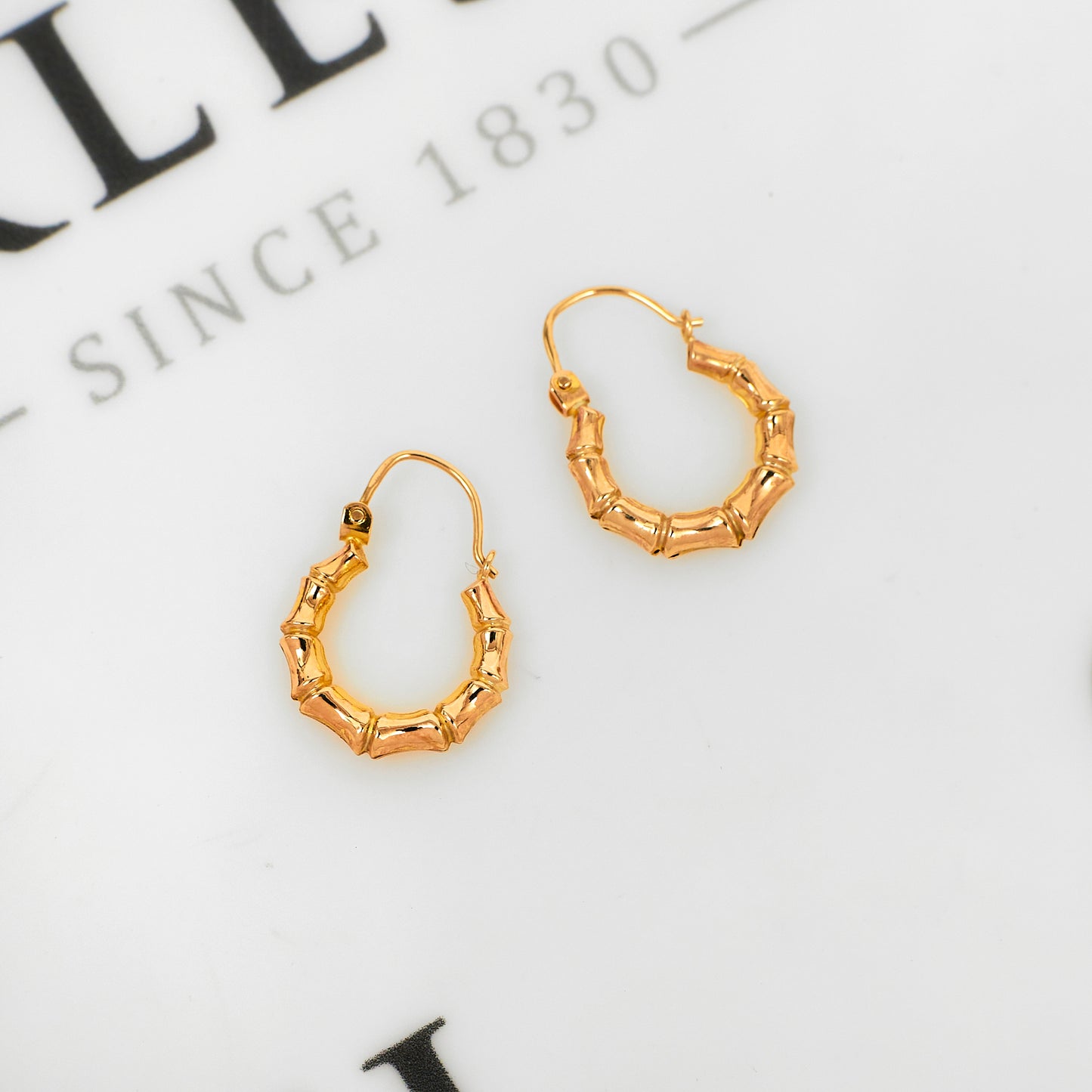 Pre-Owned 9ct Gold Petite Bamboo Creole Earrings