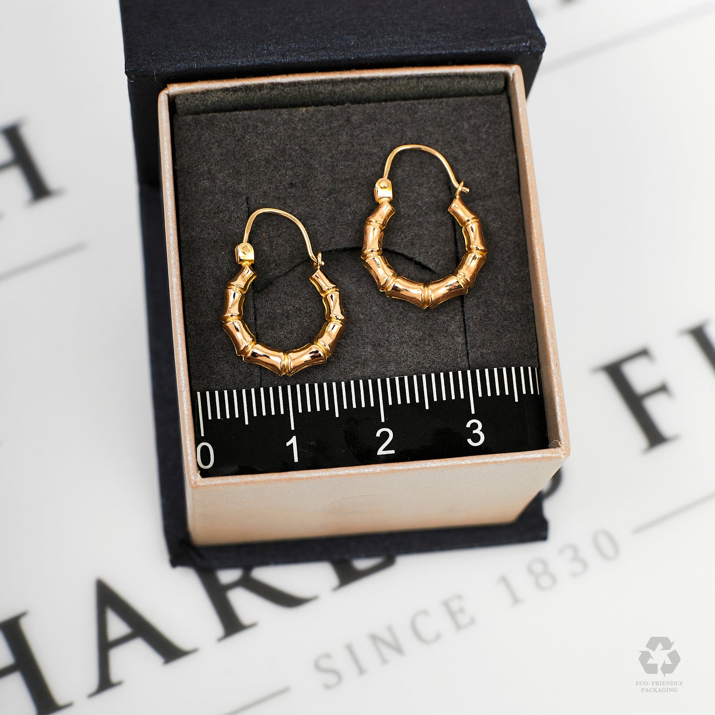 Pre-Owned 9ct Gold Petite Bamboo Creole Earrings