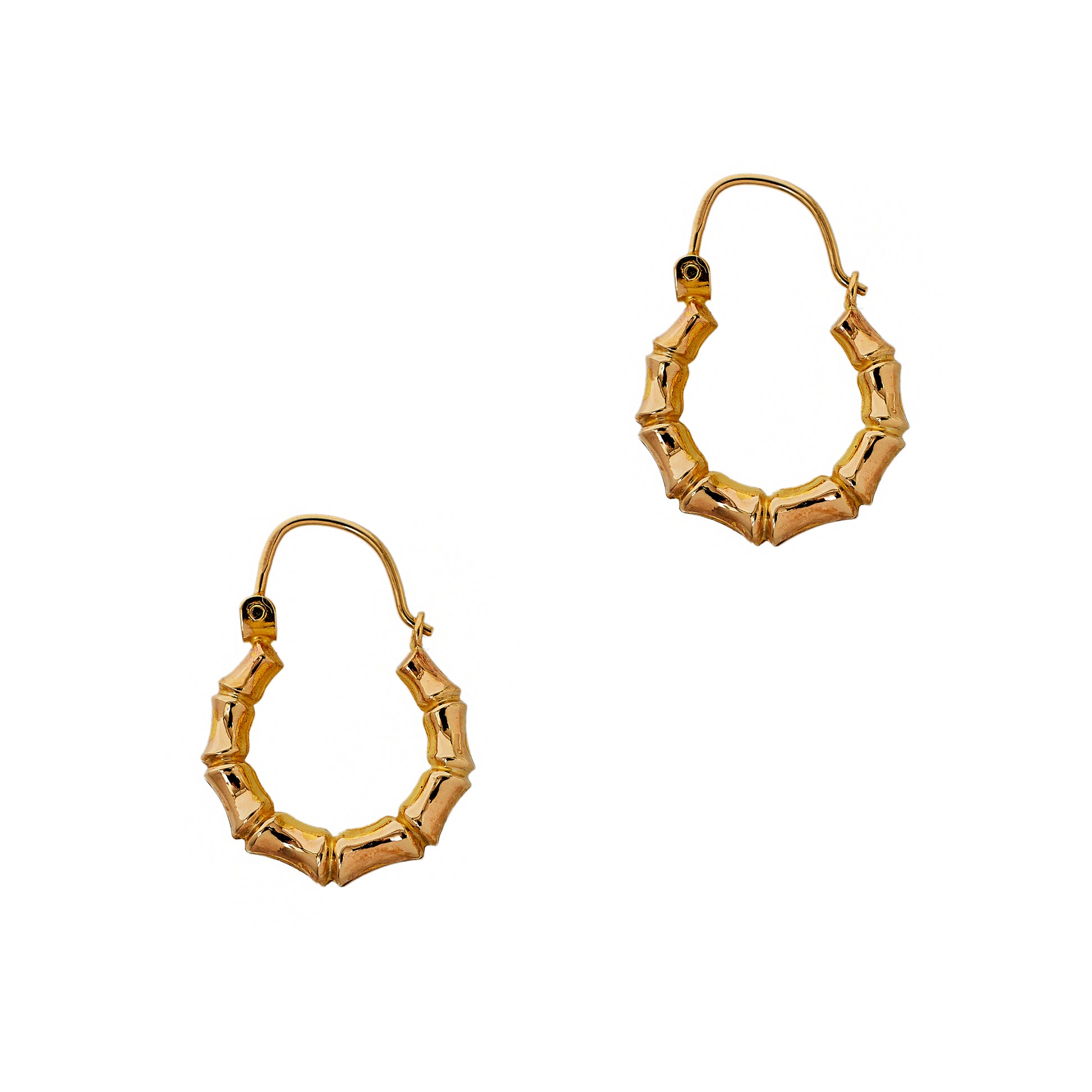 Pre-Owned 9ct Gold Petite Bamboo Creole Earrings