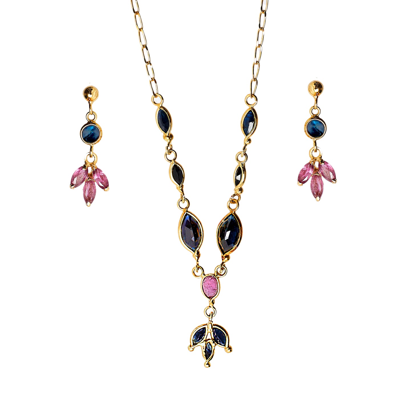 Pre-Owned 18ct Pink & Blue Sapphire Jewellery Set