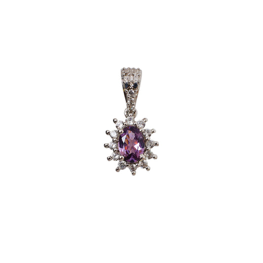 Pre-Owned 9ct Gold Spinel & White Zircon Pendant 