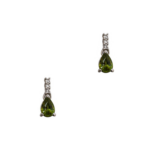 Pre-Owned 9ct White Gold Demantoid Garnet & Zircon Earrings