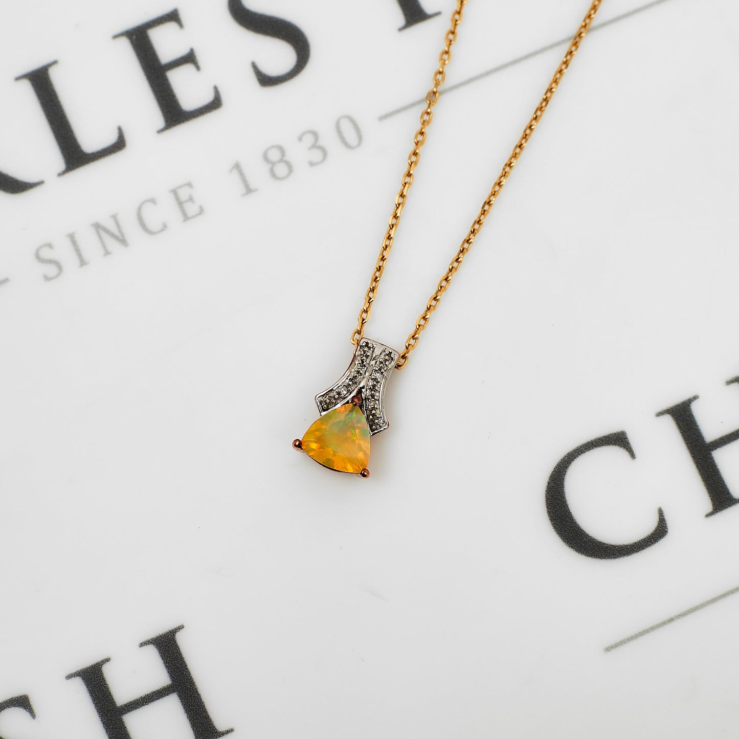 Pre-Owned 9ct Gold Opal & Diamond Pendant