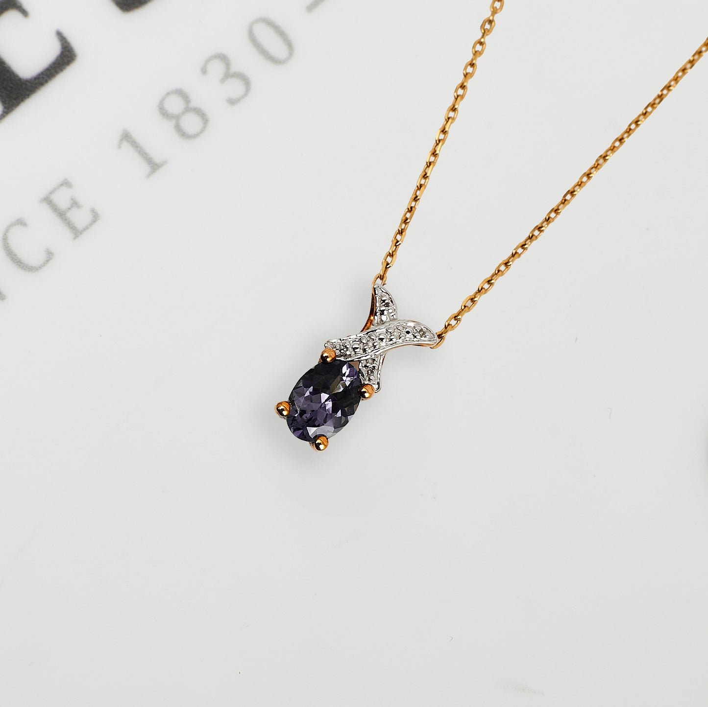 Pre-Owned 9ct Gold Blue Spinel & Diamond Pendant