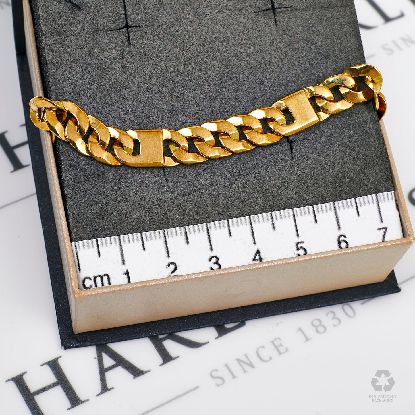 Pre-Owned 9ct Gold Curb & Square Link Bracelet & Safety Chain