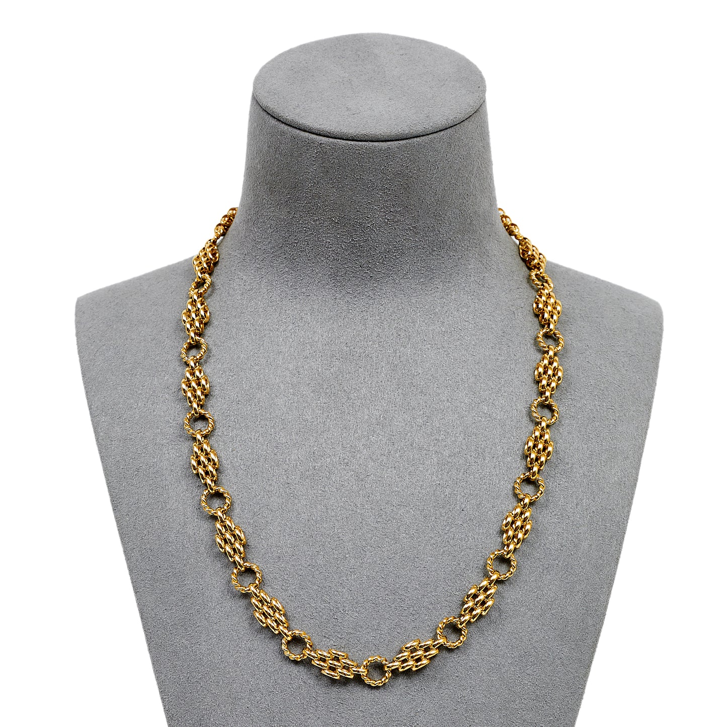 Pre-Owned 9ct Gold Brick & Twist Circle Chain Necklace