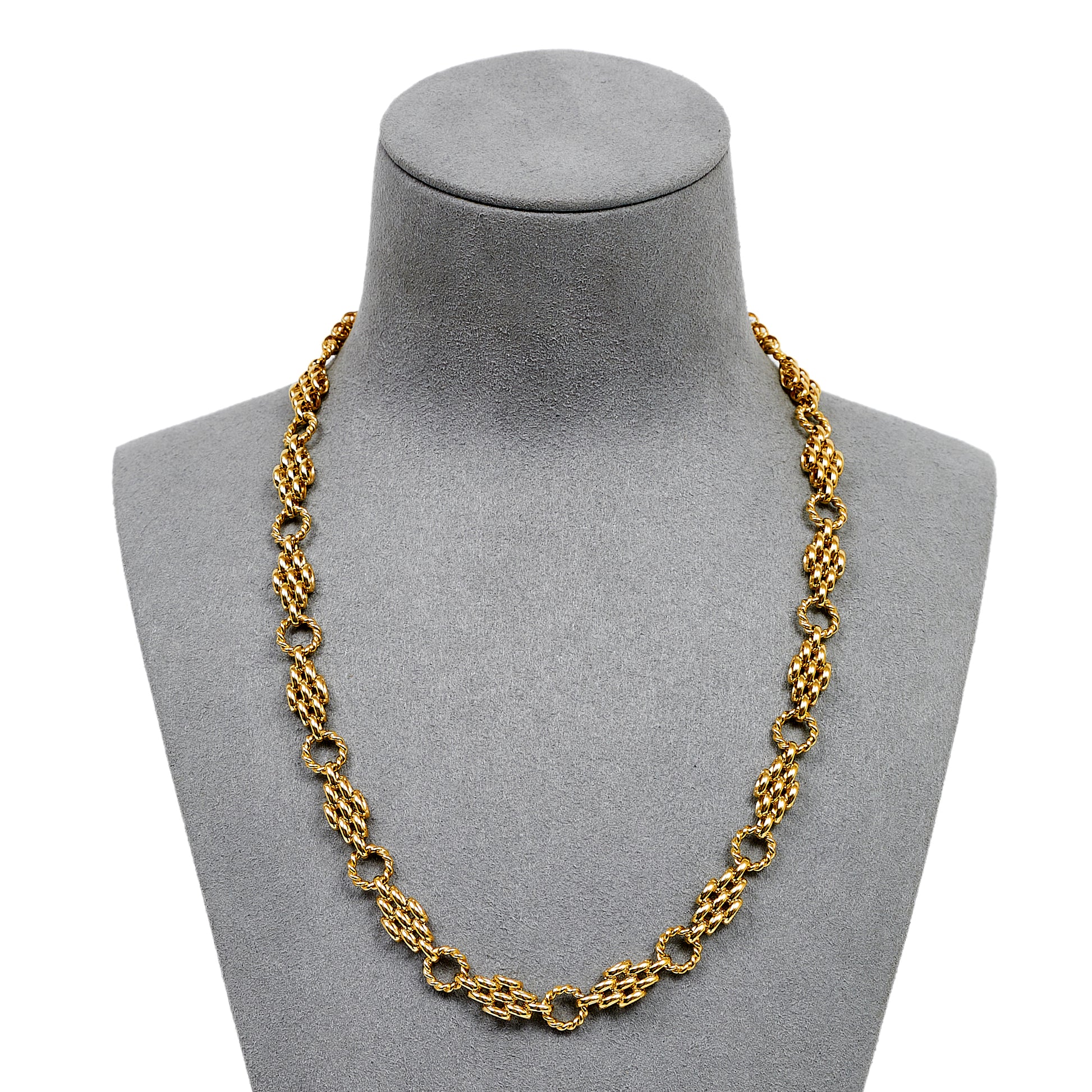 Pre-Owned 9ct Gold Brick & Twist Circle Chain Necklace