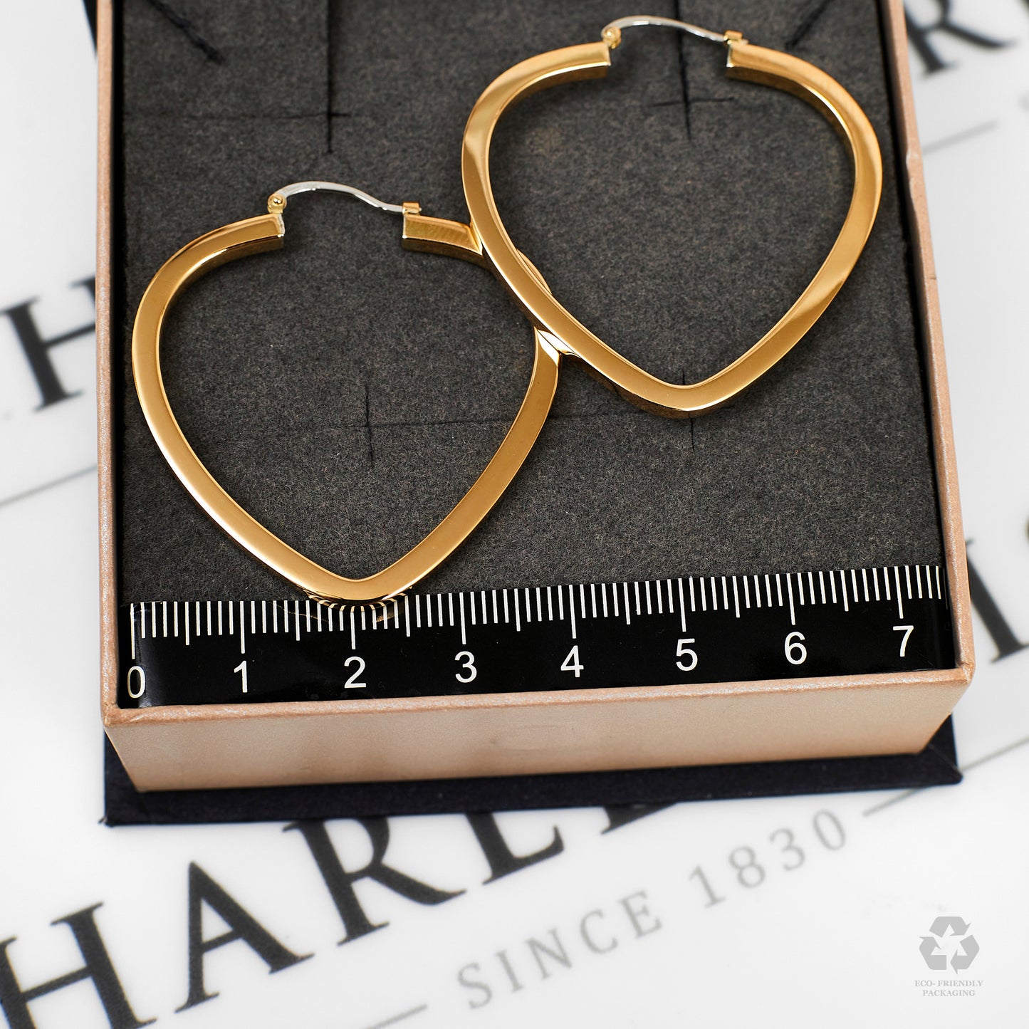 Pre-Owned 18ct Gold Hoop Heart Creole Earrings