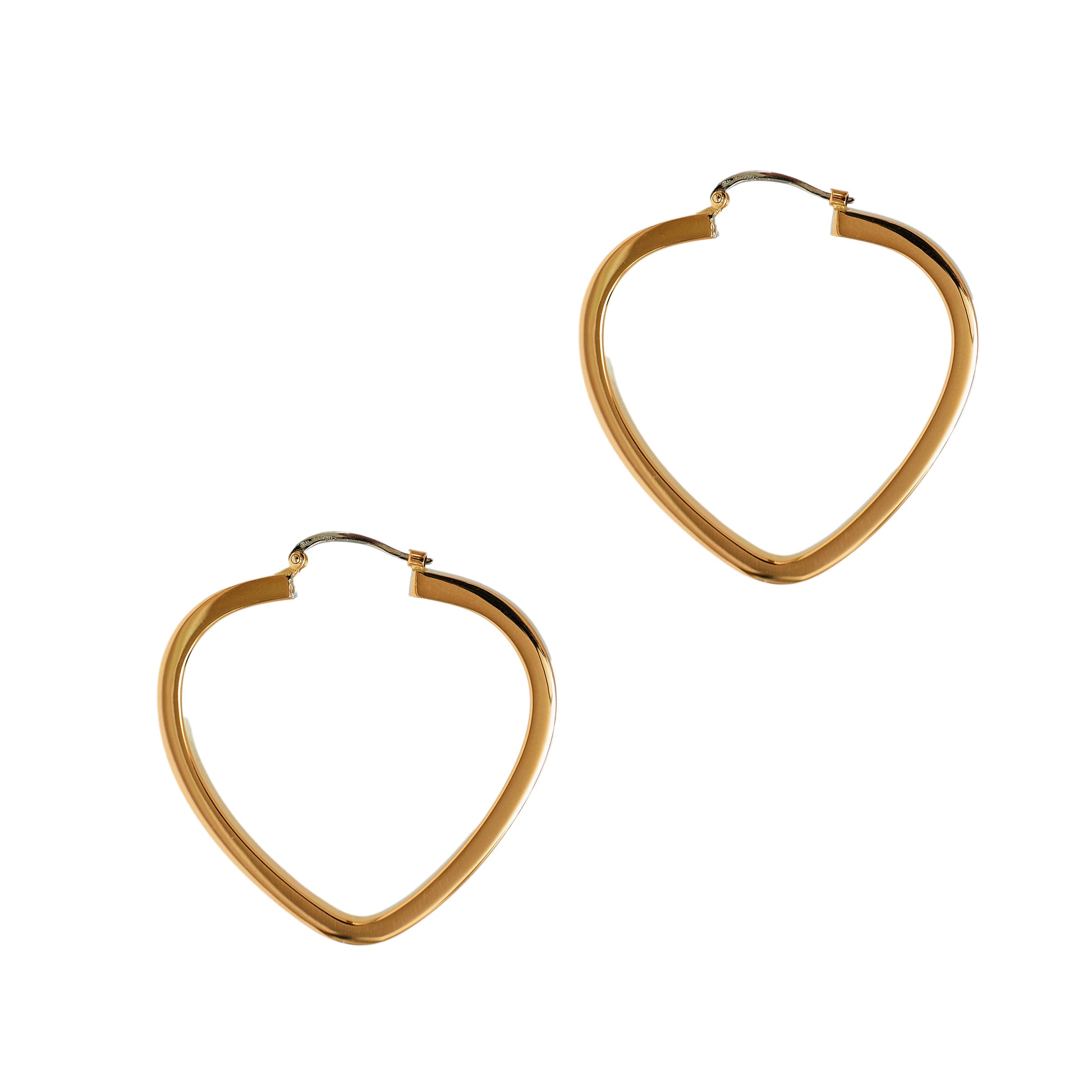 Pre-Owned 18ct Gold Hoop Heart Creole Earrings 