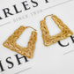Pre-Owned 9ct Gold Barked Large Triangle Earrings