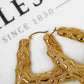 Pre-Owned 9ct Gold Barked Large Triangle Earrings
