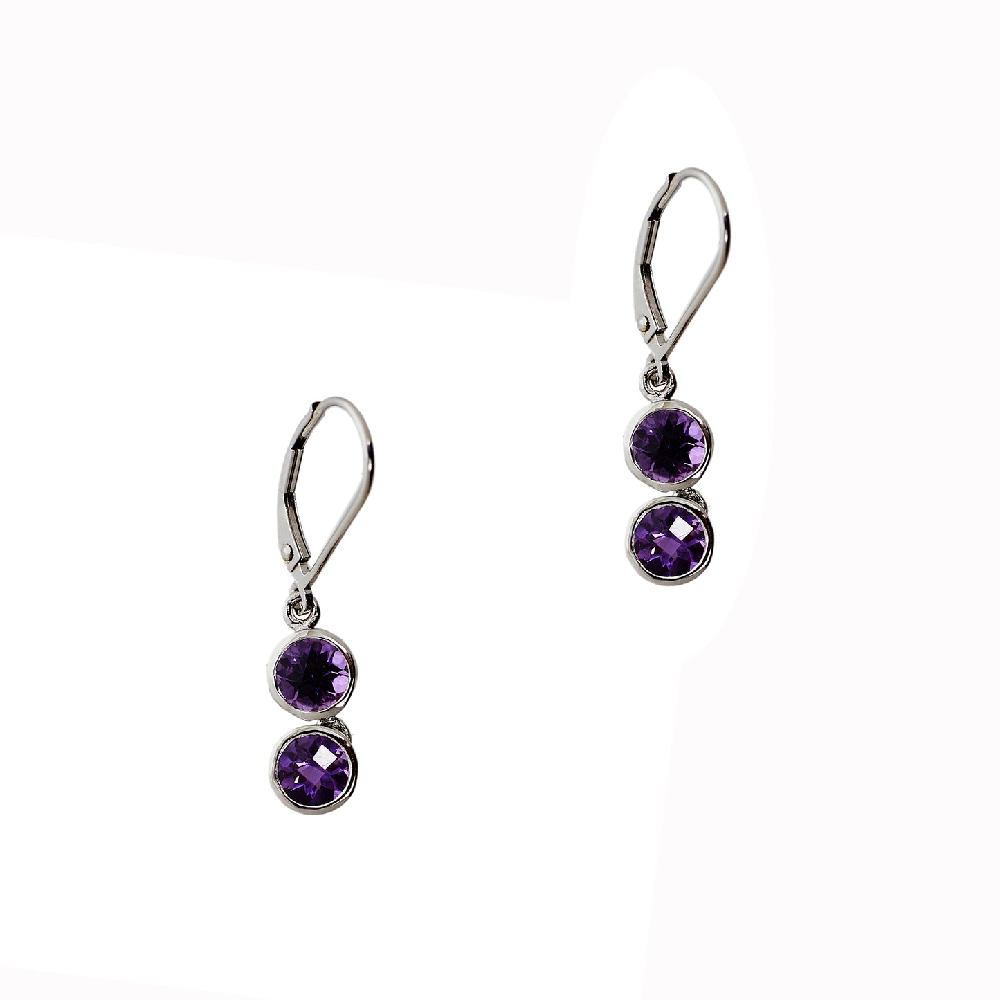 Pre-Owned 9ct White Gold & Amethyst Drop Earrings