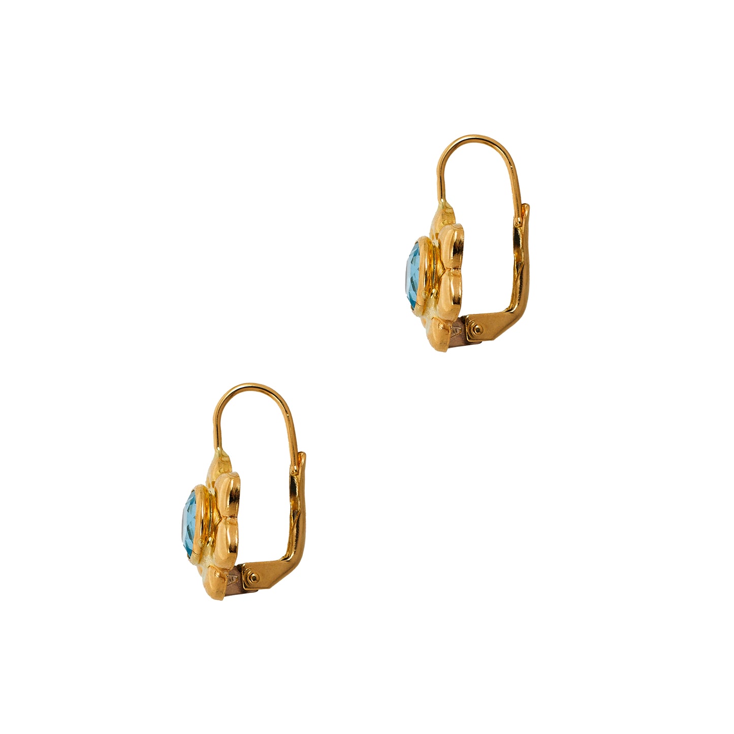 Pre-Owned 18ct Gold Blue Topaz Flower Earrings