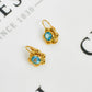 Pre-Owned 18ct Gold Blue Topaz Flower Earrings
