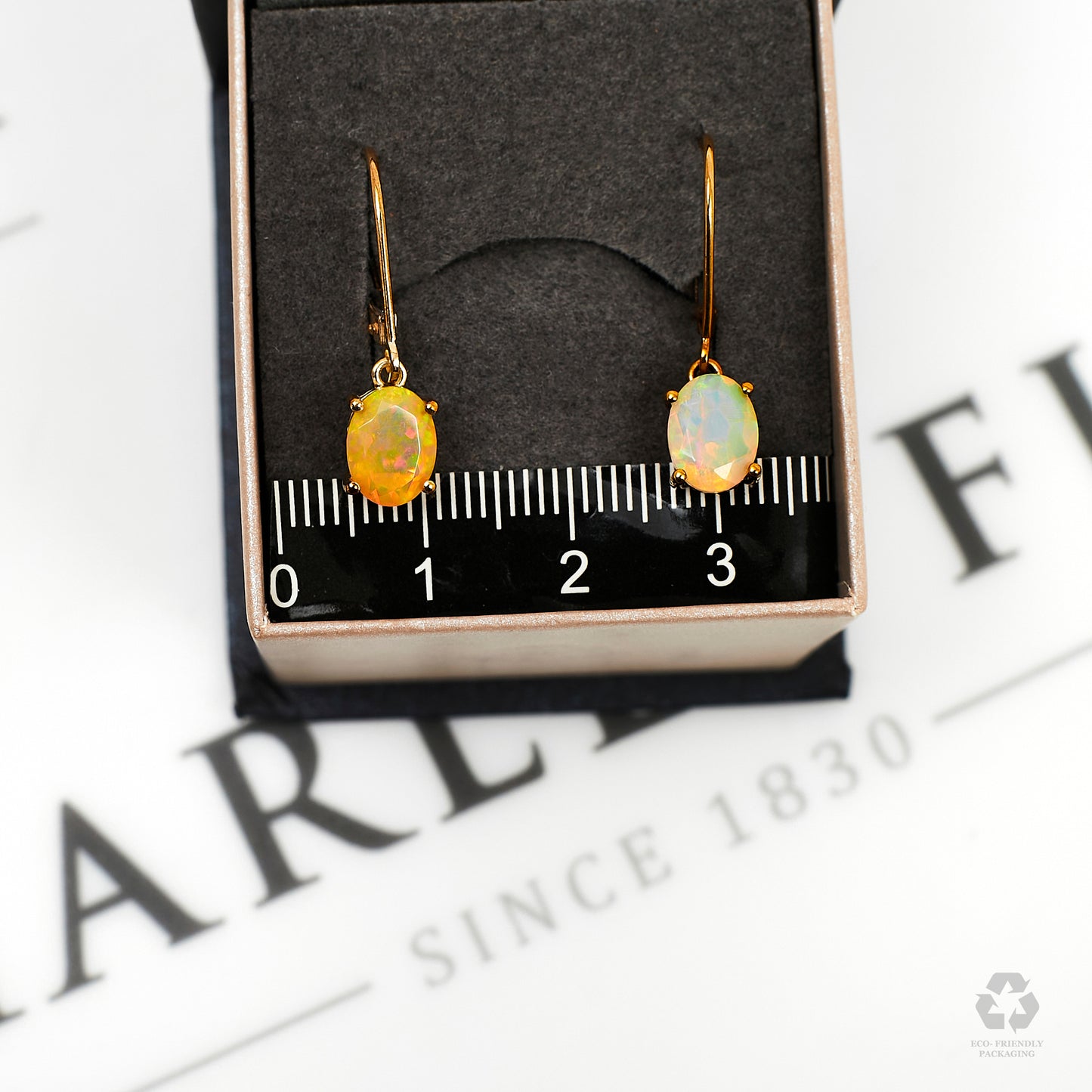 Pre-Owned 9ct Gold Oval Opal Drop Earrings
