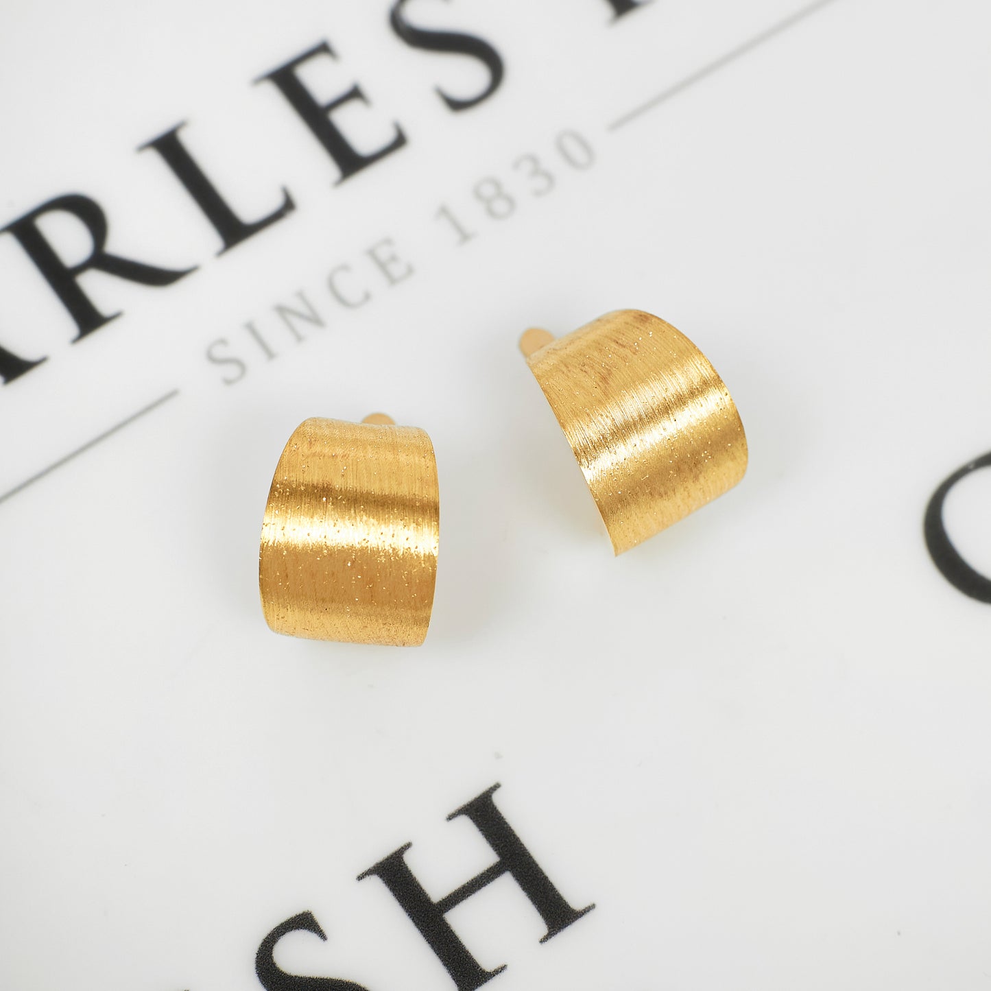 Pre-Owned 14ct Gold Satin Finish Crescent Earrings