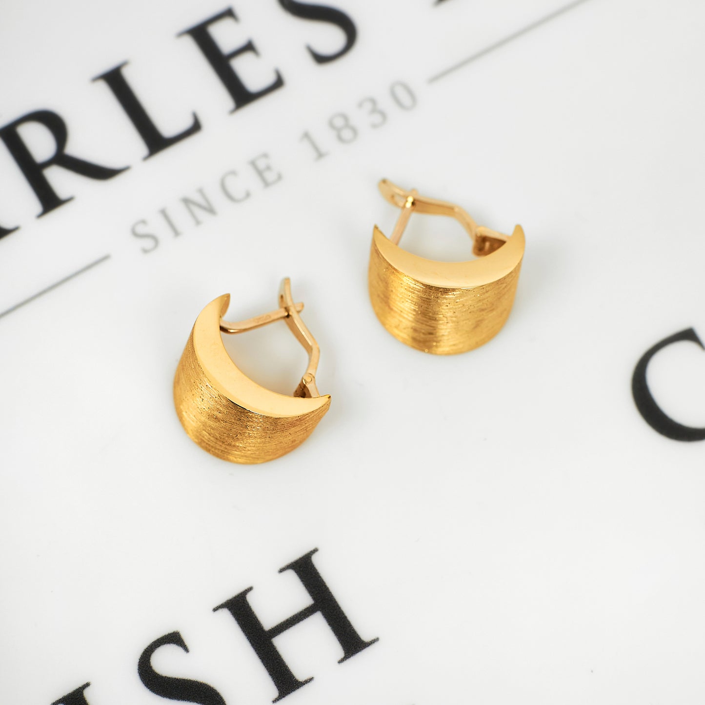 Pre-Owned 14ct Gold Satin Finish Crescent Earrings