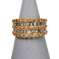 Pre-Owned 14ct Gold 5 Row Brilliant & Baguette Diamond Ring