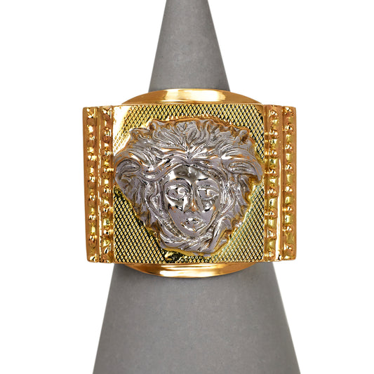 Pre-Owned 14ct Gold 2 Tone Medusa Head Statement Ring