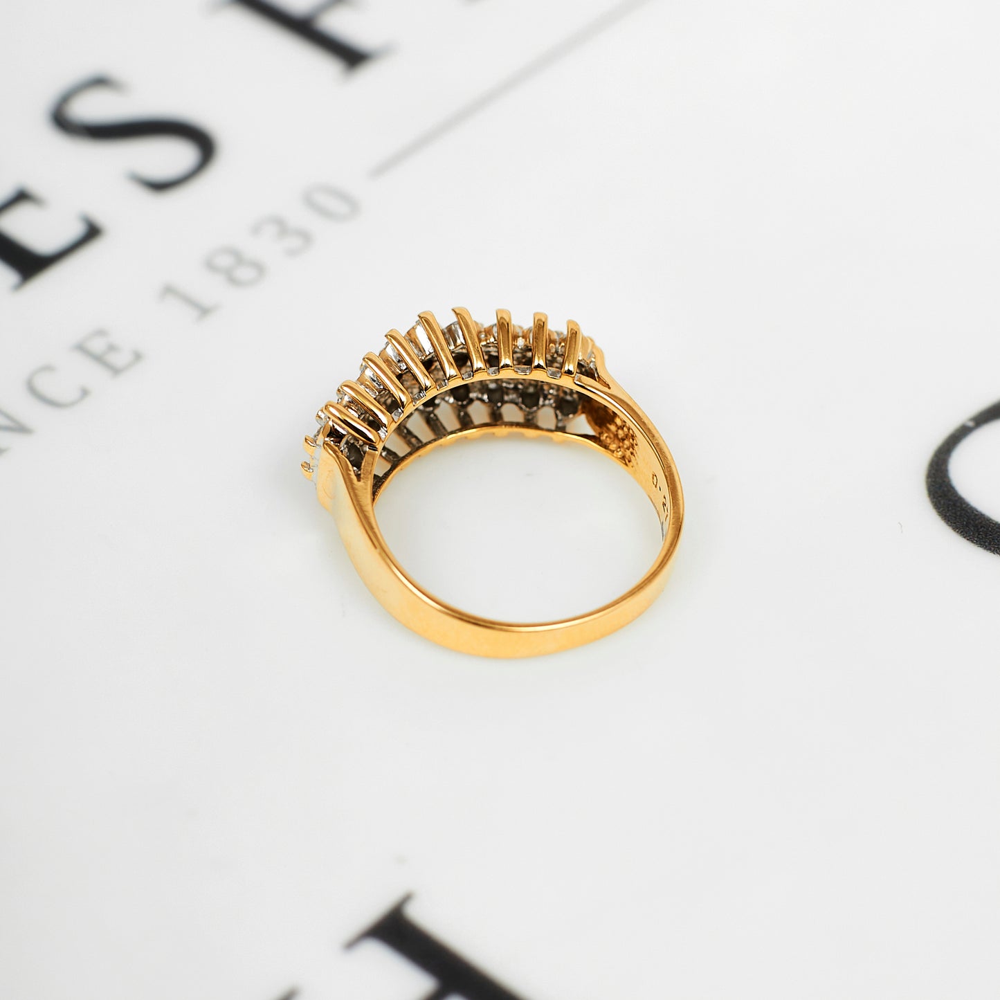 Pre-Owned 9ct Gold 3 Row Diamond Ring - Size O