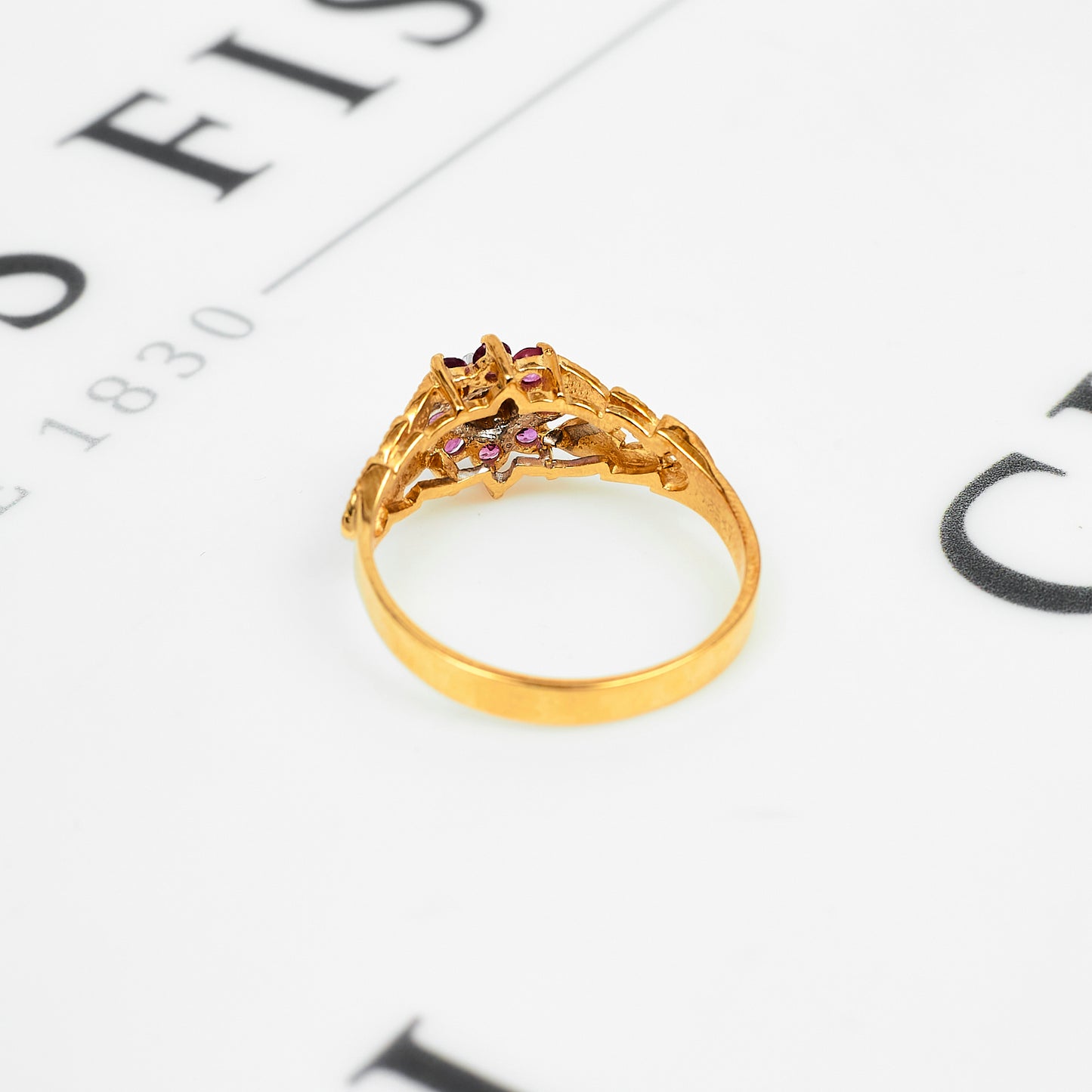 Pre-Owned 9ct Gold Ruby & Diamond Cluster Ring Size T