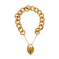 Pre-Owned 9ct Gold Heart Padlock Curb Bracelet 