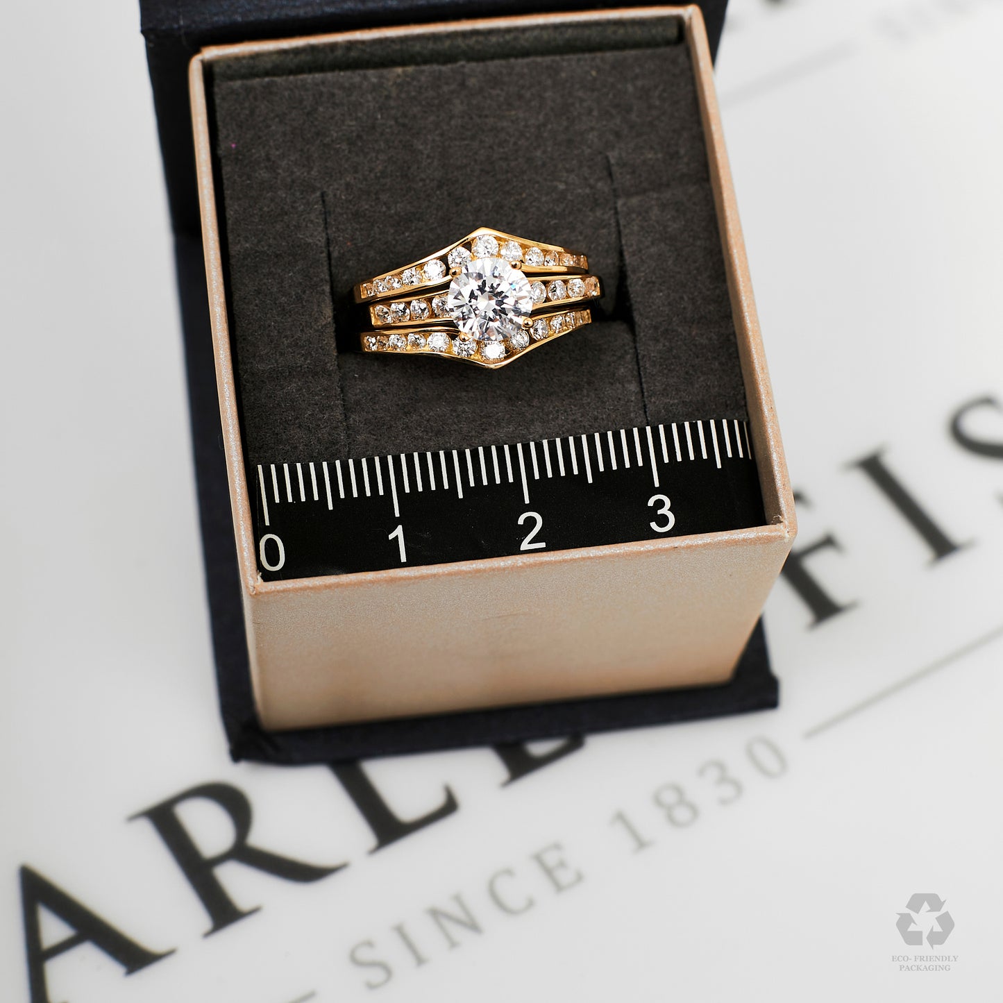 Pre-Owned 14ct Gold CZ Set 3 Stacking Rings