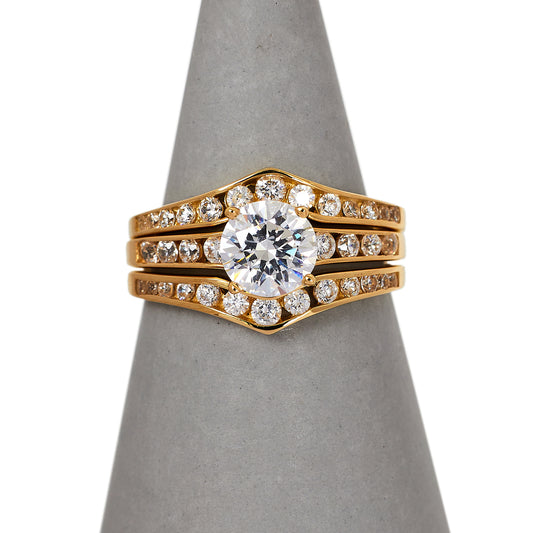 Pre-Owned 14ct Gold CZ Set 3 Stacking Rings