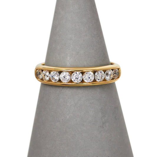 Pre-Owned 9ct Gold Cubic Zirconia Band Ring Size H