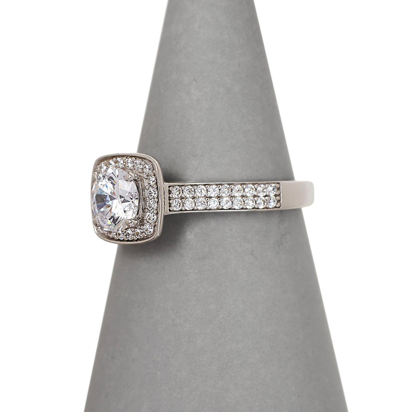 Pre-Owned 9ct White Gold CZ Square Frame Cluster Ring