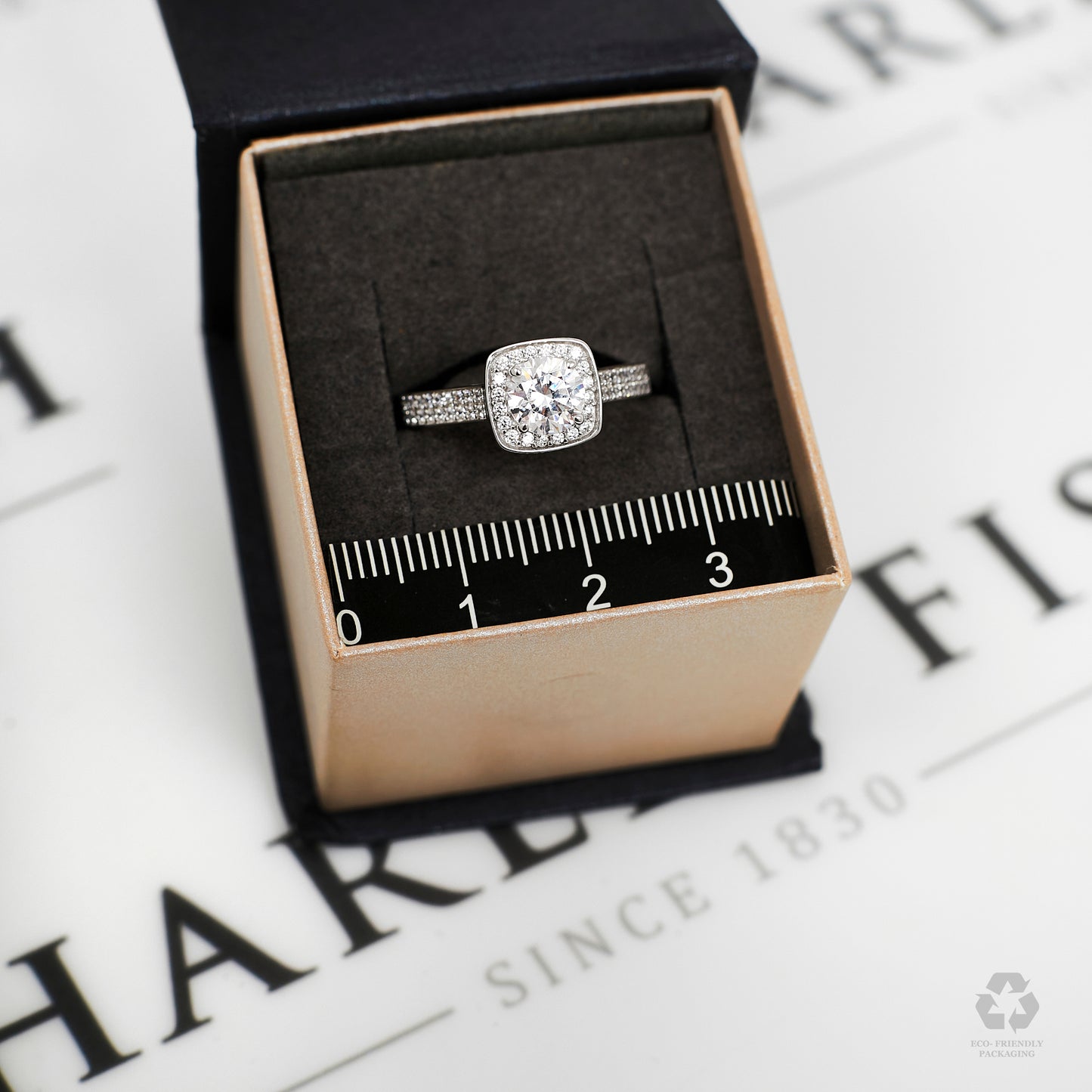 Pre-Owned 9ct White Gold CZ Square Frame Cluster Ring