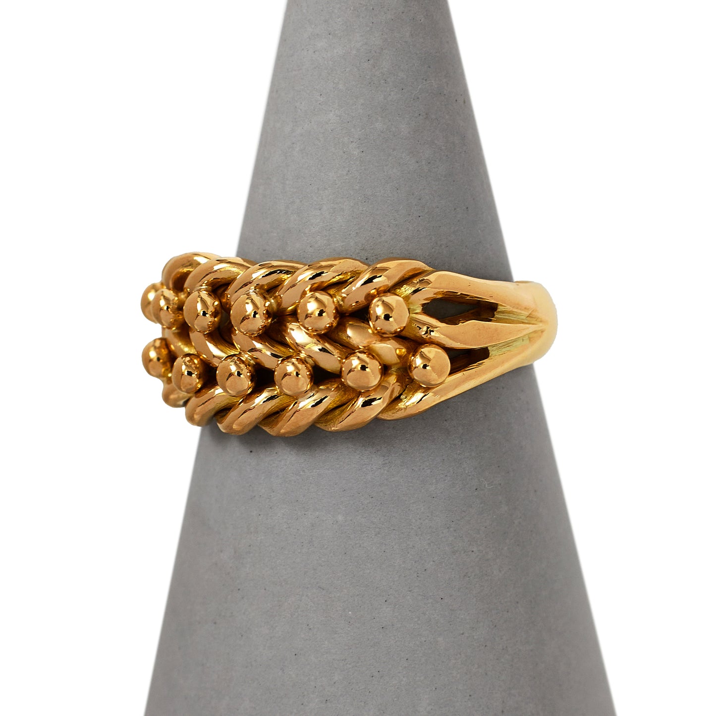 Pre-Owned 18ct Gold 2-Row Shot Ring - Size Q.5