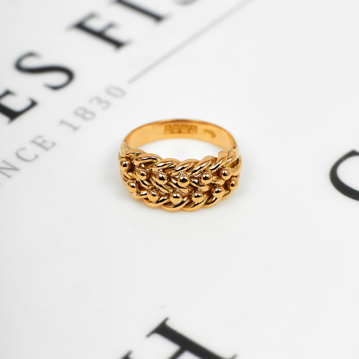 Pre-Owned 18ct Gold 2-Row Shot Ring - Size Q.5