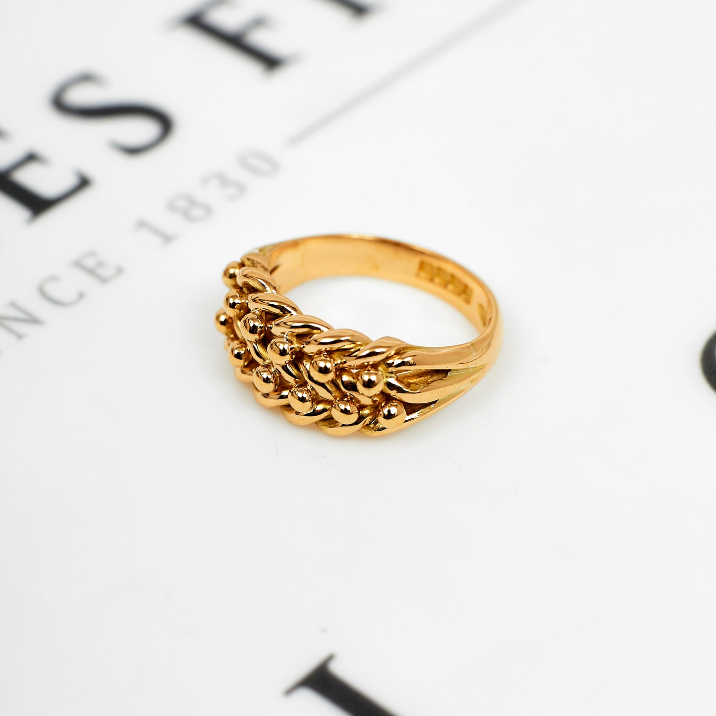 Pre-Owned 18ct Gold 2-Row Shot Ring - Size Q.5