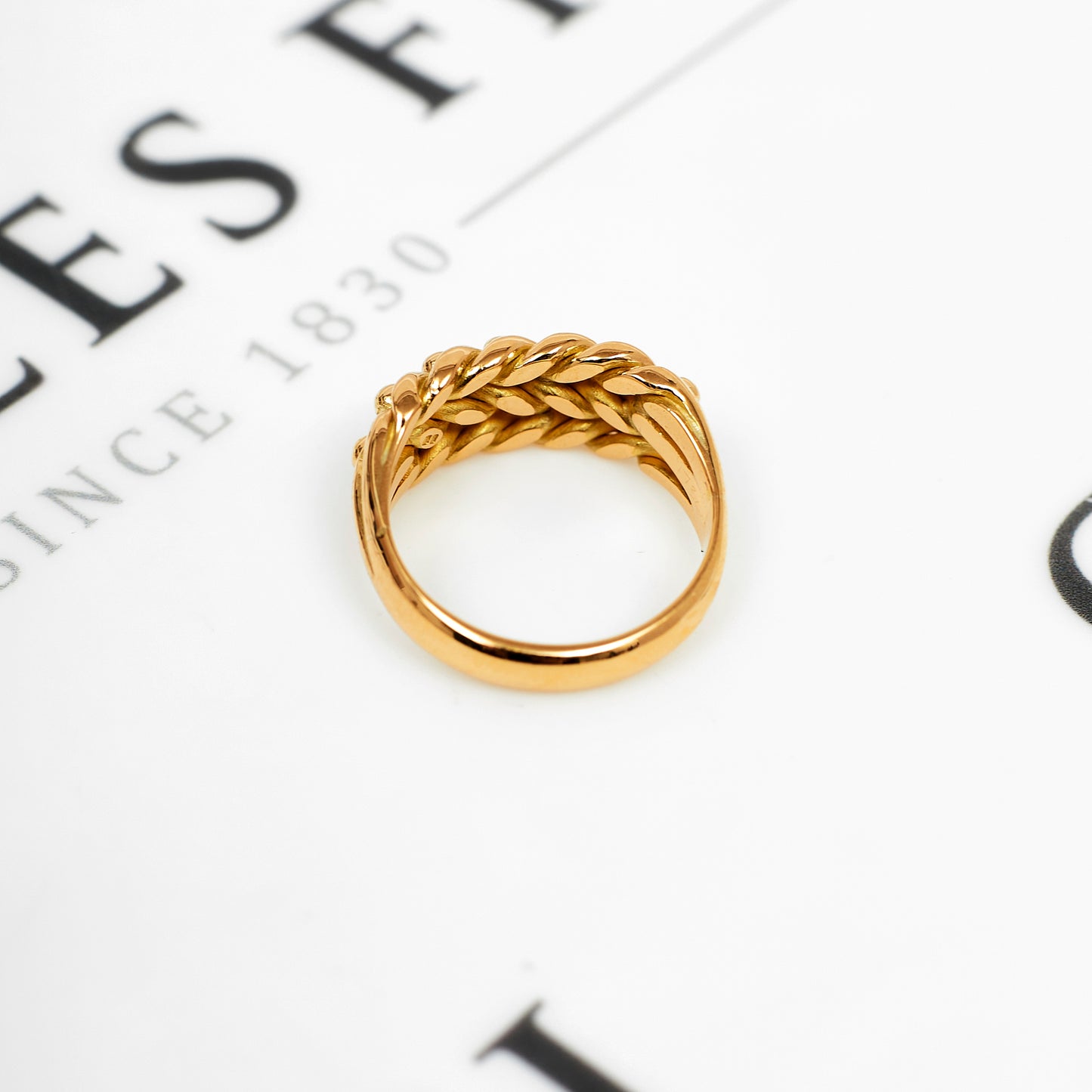 Pre-Owned 18ct Gold 2-Row Shot Ring - Size Q.5