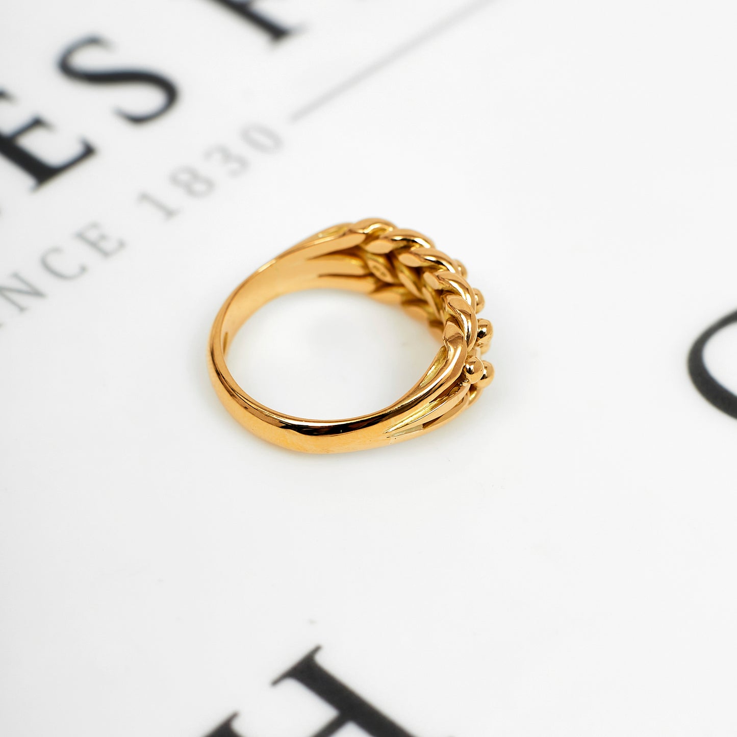 Pre-Owned 18ct Gold 2-Row Shot Ring - Size Q.5