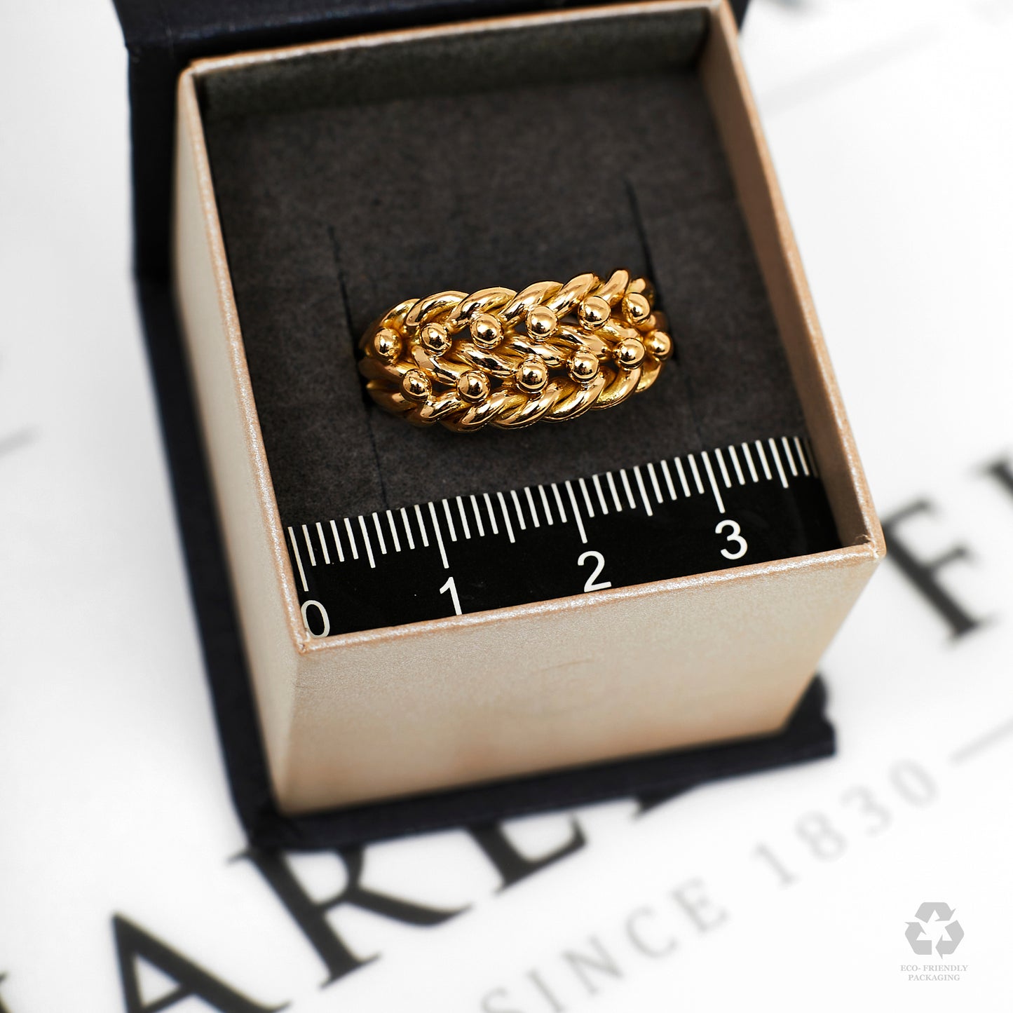 Pre-Owned 18ct Gold 2-Row Shot Ring - Size Q.5