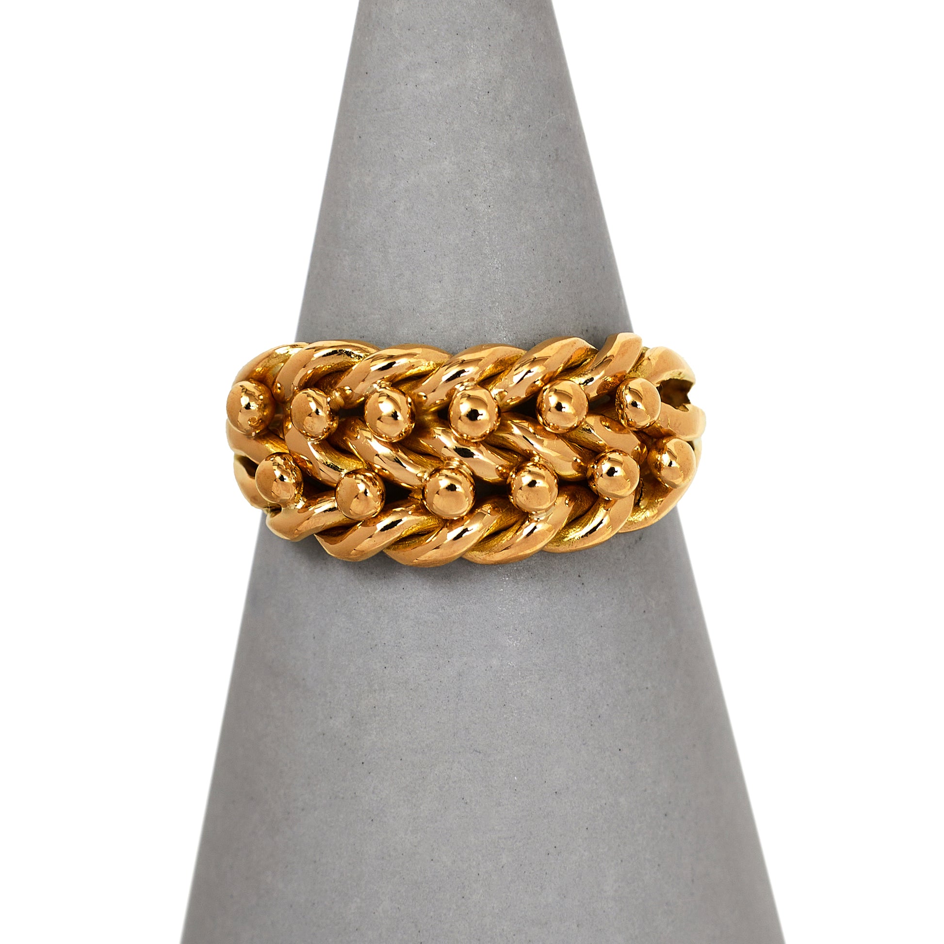 Pre-Owned 18ct Gold 2-Row Shot Ring - Size Q.5