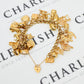Pre-Owned 9ct Gold 31 Charm Bracelet & Heart Padlock 7 Inch