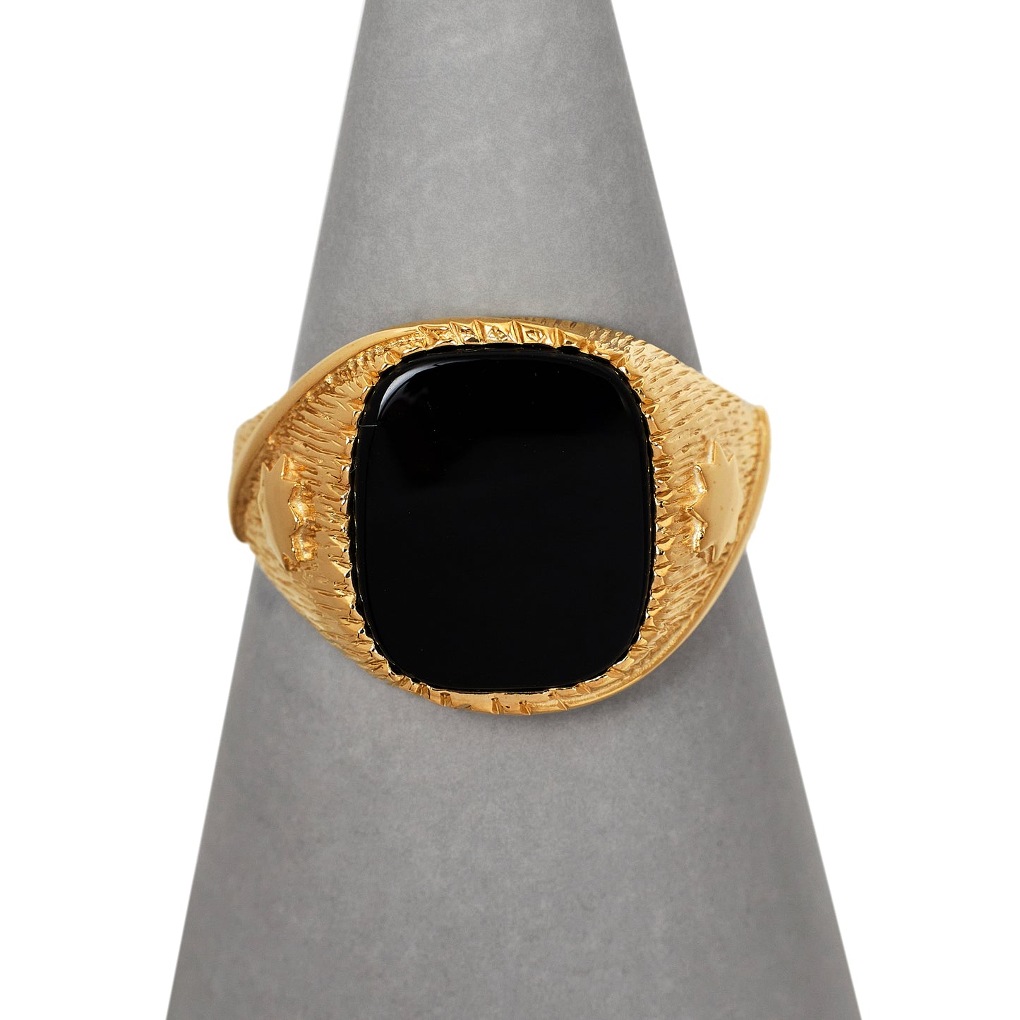 Pre-Owned 9ct Gold Square Onyx Signet Ring - Size V