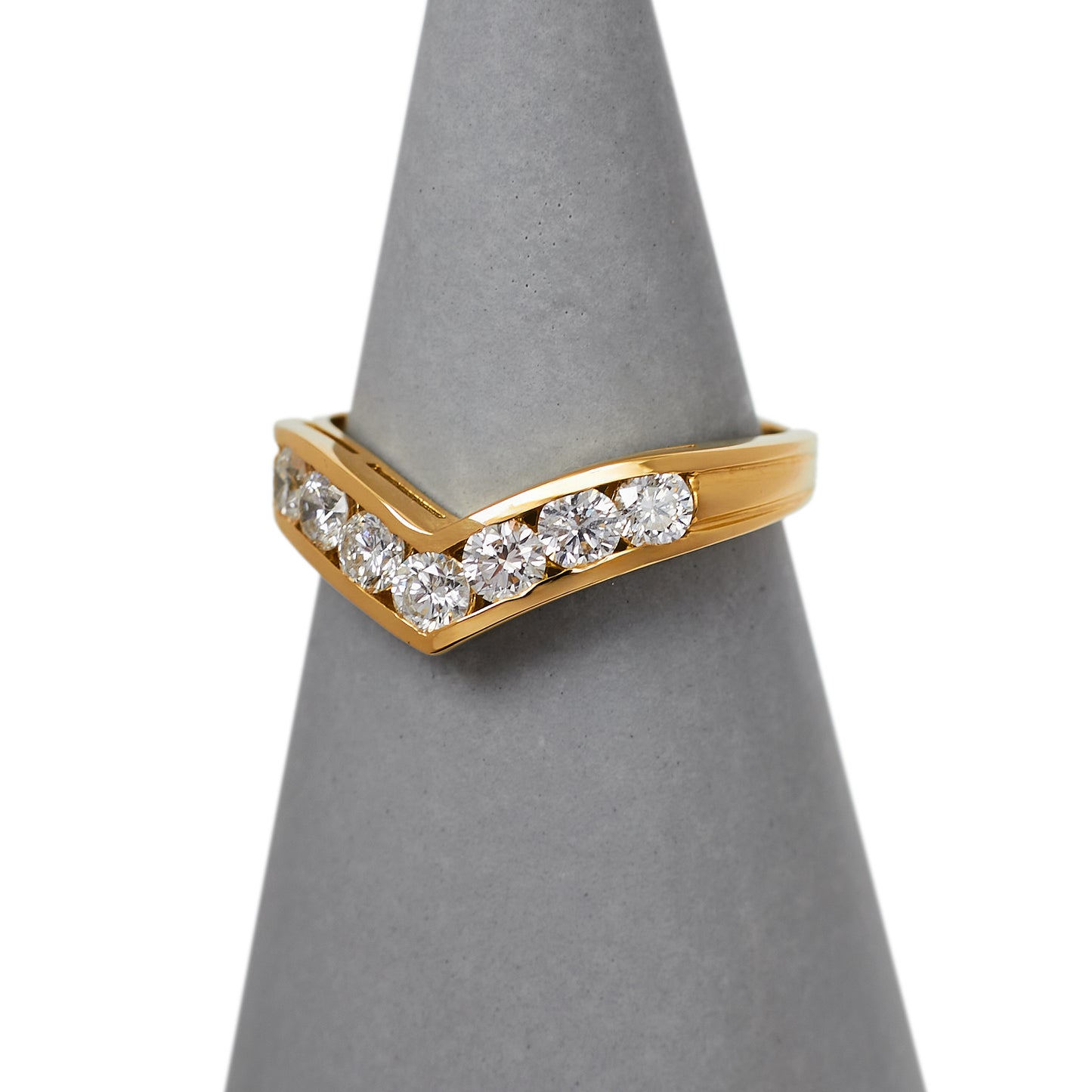 Pre-Owned 18ct Gold Diamond Wishbone Ring - Size O