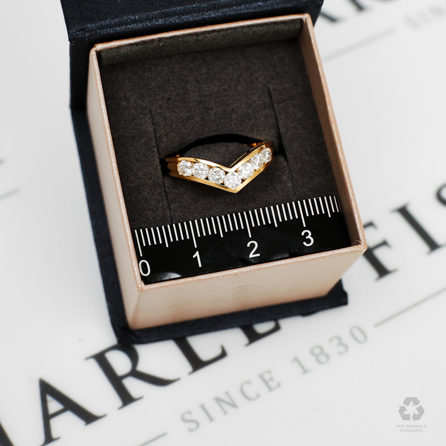 Pre-Owned 18ct Gold Diamond Wishbone Ring - Size O