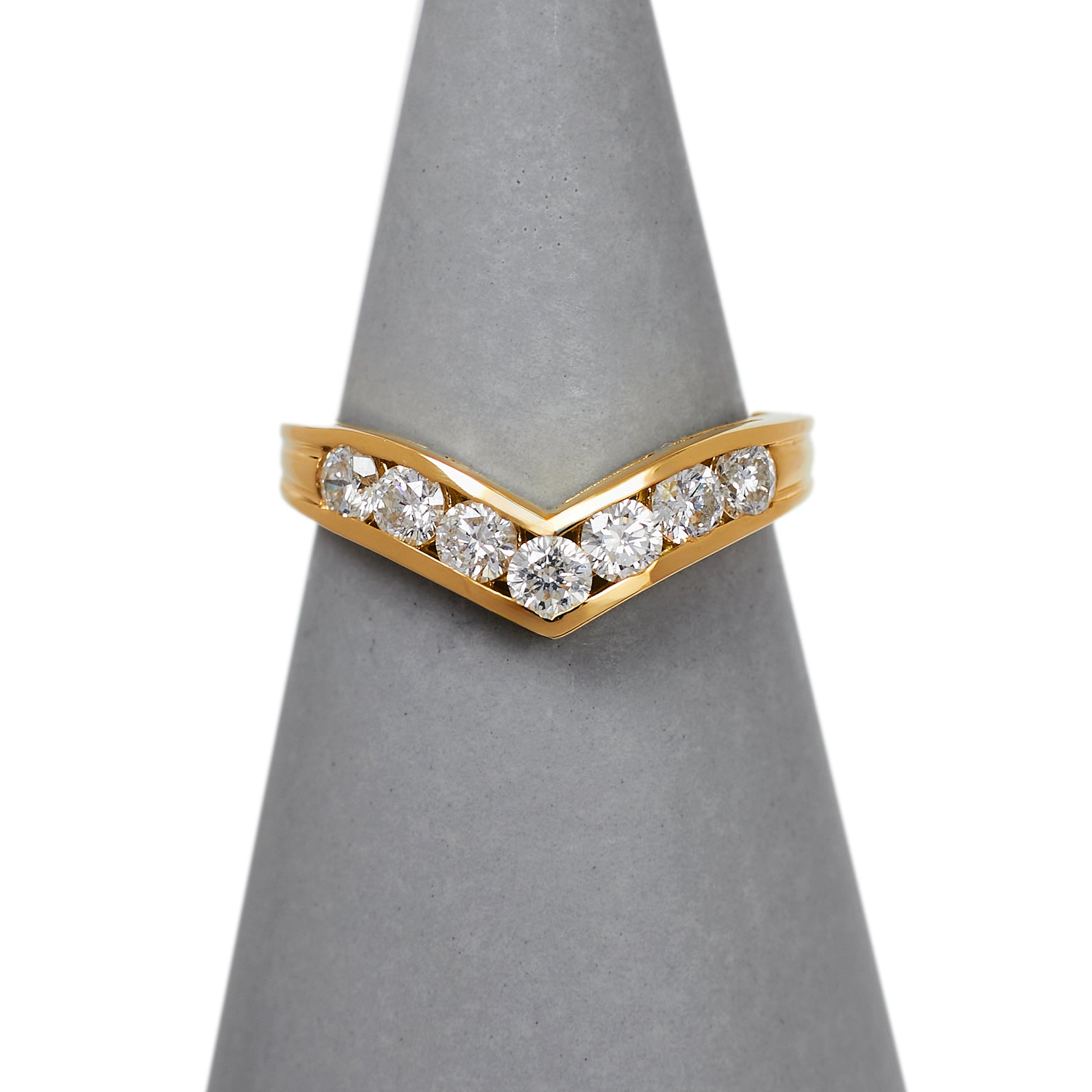 Pre-Owned 18ct Gold Diamond Wishbone Ring - Size O