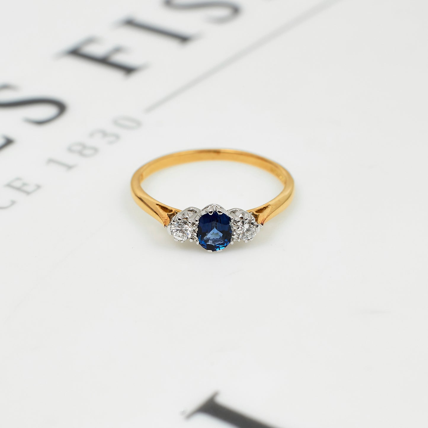 Pre-Owned 18ct Gold Sapphire & Diamond Vintage Style Ring