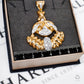 Pre-Owned 18ct Gold 7 CZ Large Ornate Pendant