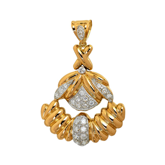 Pre-Owned 18ct Gold 7 CZ Large Ornate Pendant
