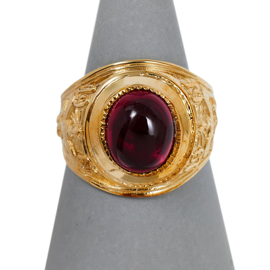 Pre-Owned 9ct Gold Cabochon Ruby College Ring